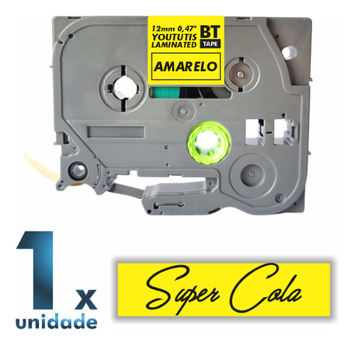 Fita Tze Tz S631 Compatível P Rotulador Brother 12mm Amarela Cor Letra Preta / Fita Amarela