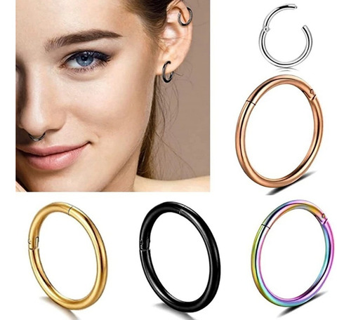 Piercing Septum Acero Argolla Oreja Nariz 10mm 2 Piezas Color Negro