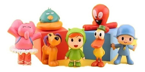 7 Unids/set Kawaii Pocoyo Juguete Animal Pájaro Elefante Muñ