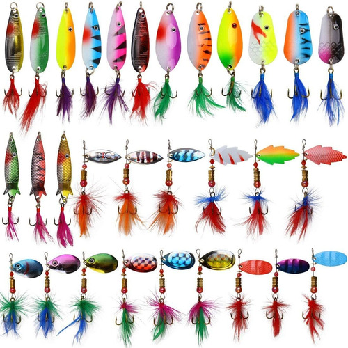 Kit De Señuelos De Pesca, 30 Piezas Spinner Baits Señ...