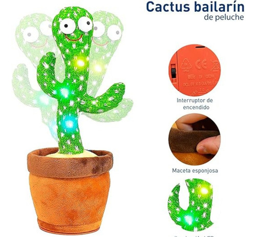 Cactus Bailarín Peluche Juguete Bebé Felpa Niños Recargable