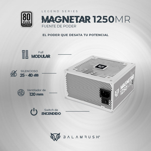 Fuente De Poder Balam 1250mr 80 Platinum Modul 1250w Blanco