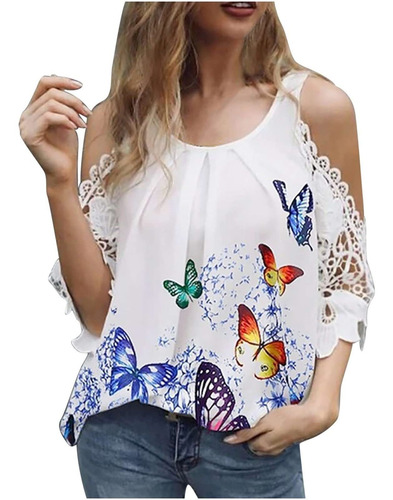 Blusa Verano Para Dama Hombro Descubierto Casual Cuello