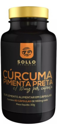 Cúrcuma Pimenta Preta (piperina) 10mg 60 Cáps, Sollo Sabor Sem Sabor