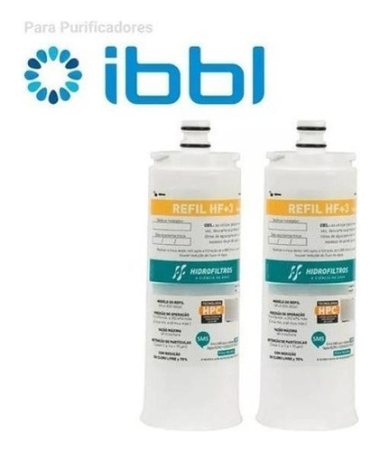 Refil C+3 Filtro Compatível Ibbl Purificador De Água Kit 2 Branco