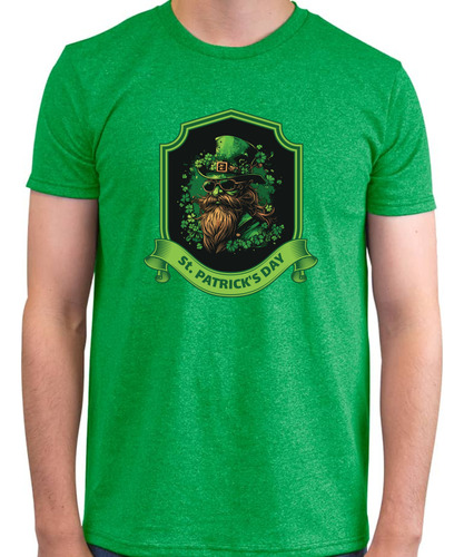 Playera Jaspe Manga Corta Día De San Patricio Barba Hipster