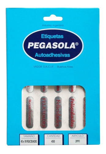 Etiquetas Pegasola Felicidades  30 Planchas 450 Etiquetas