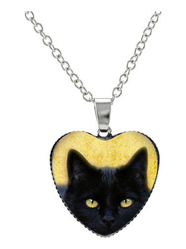 Collar Con Colgante De Corazón De Gato Para Mujer, D1139