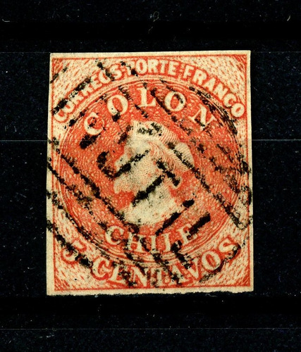 Sellos Postales De Chile. Primera Emisión, Año 1854, Nº 5.