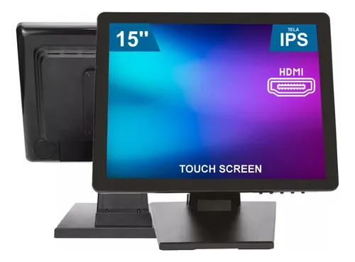 comprar Monitor Touch Screen 15 Ips Hdmi 4:3 Vga Aitek Bivolt Cor Preto 110v\u002F220v