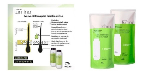Lumina Kit Shampoo + Acondicionador Cabello Oleoso Repuesto
