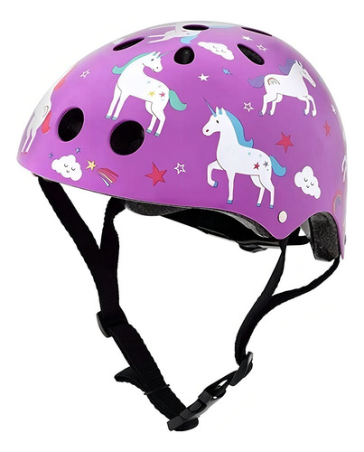 Casco Ciclismo Unicornios Morado Luz Led Niña Hornit Color Violeta Talla M (53-58cm)