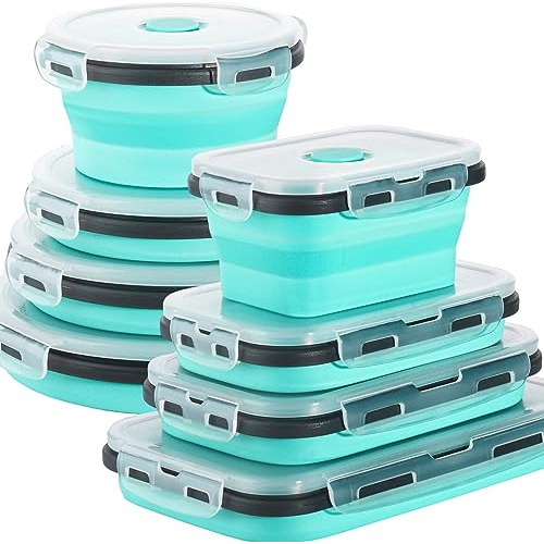 Set De 8 Recipientes Plegables Para Alimentos Con Tapa