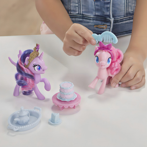 My Little Pony - Set Castillo De La Amistad - Incluye Las Ponys Twilight Sparkle Y Pinkie Pie, De 7,5 Cm, Con Cabelleras Para Cepillar Y 16 Accesorios