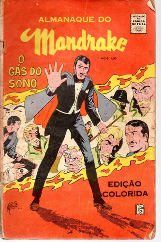 Almanaque Do Mandrake - 1ª Série - O Gás Do Sono - Editora Rge - 76 Páginas Em Cores - Capa Mole - 1968 - Bonellihq Cx396