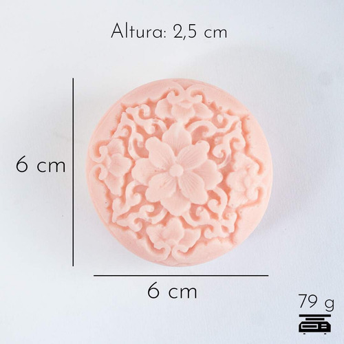 Imagem 2 de 6 de Forma De Silicone Redonda Arabesco Flores Ib-730