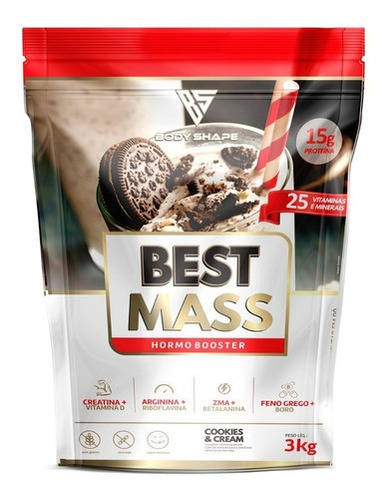 Hipercalórico Best Mass 3kg Hormo Boster - Body Shape Cookies And Cream