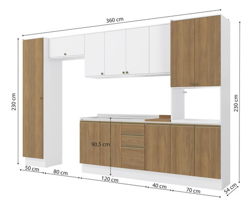 Cozinha Modulada Celeste Kappesberg 100% Mdf Nogueira 8 Pçs