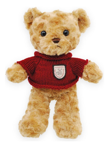 Peluche Oso Cafe Stanford Sueter Rojo Mediano 30 Cm