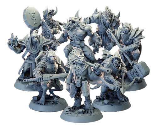 Set 8 Dnd Miniatura Mini Figura 35mm Resina 3d Lobos Worgen Set Completo