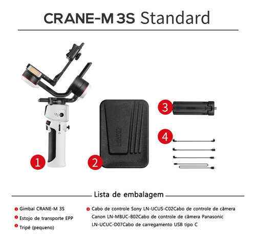 Estabilizador De Câmera Portátil Zhiyun Crane M3s De 3 Eixos