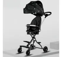 Comprar Coche Bebé Infanti Liviano Ligero Super Plegable Con Capota Color Negro Chasis Negro Con Estrellas