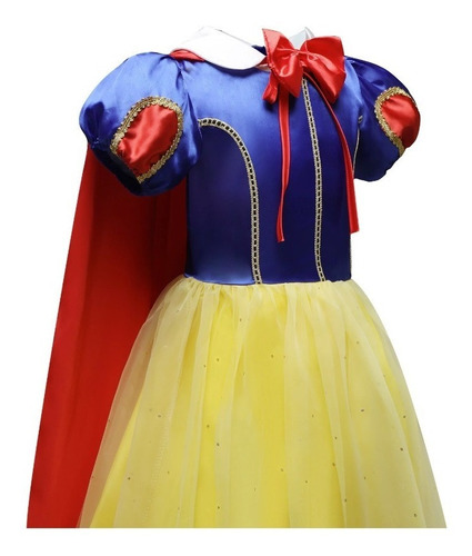 Imagem 6 de 8 de Fantasia Luxo Branca De Neve Completa Vestido E 7 Acessórios