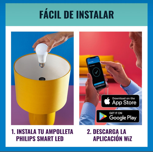 Set 2 Philips Smart Wi-fi Inteligente E27 Multicolores Wiz