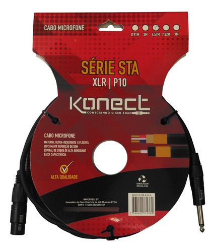 Cabo Para Microfone Xlr/p10 4,57m Sta. 4,57m - Konect