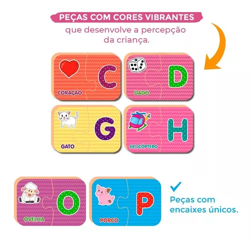 Kit Jogos Educativos Alfabetização - Madeira Fácil Encaixe