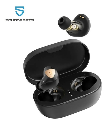 Auriculares in-ear gamer inalámbricos Soundpeats Truengine 3 SE negro con luz LED