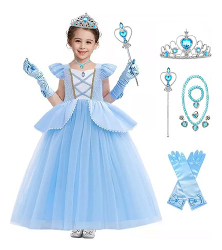 Mycity®  Vestido De Cenicienta  Vestidos De Princesas Para Niñas  De Fantasía De Cuento De Hadas Disfraces De Halloween Traje De Cumpleaños