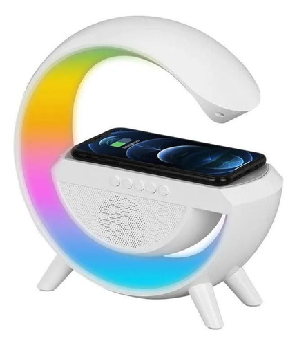 Parlante Lampara Rgb Cargador Inalámbrico Bluetooth Radio Fm Color Blanco