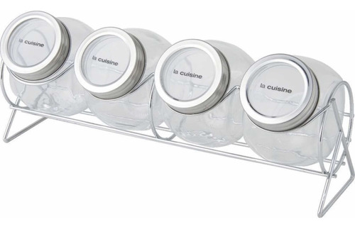 Conjunto De Porta Condimentos 180ml 4 Peças - La Cuisine Cor Prateado/Transparente