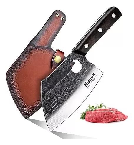 Huusk Cuchillo de Japón Forjado a Mano Cuchillo de Carne Cuchillo de Cocina  con Cuchillo de Cocina de Acero de Alto Carbono : Hogar y Cocina 