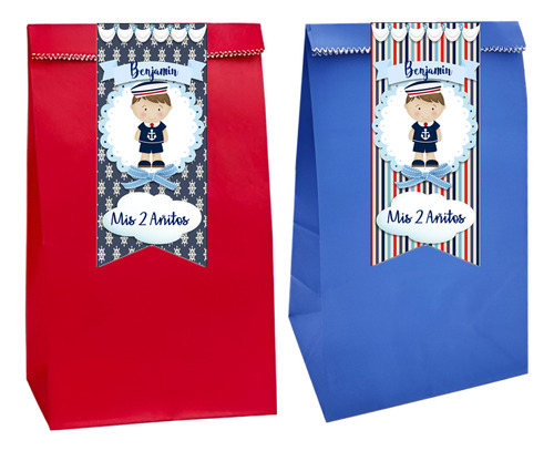 Cotillon Personalizado Niño Marinero Bolsitas X 15 Invitados