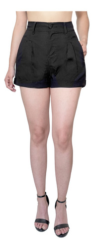 Short Mujer Bolsillo Oblicuo Talle Alto Stretch