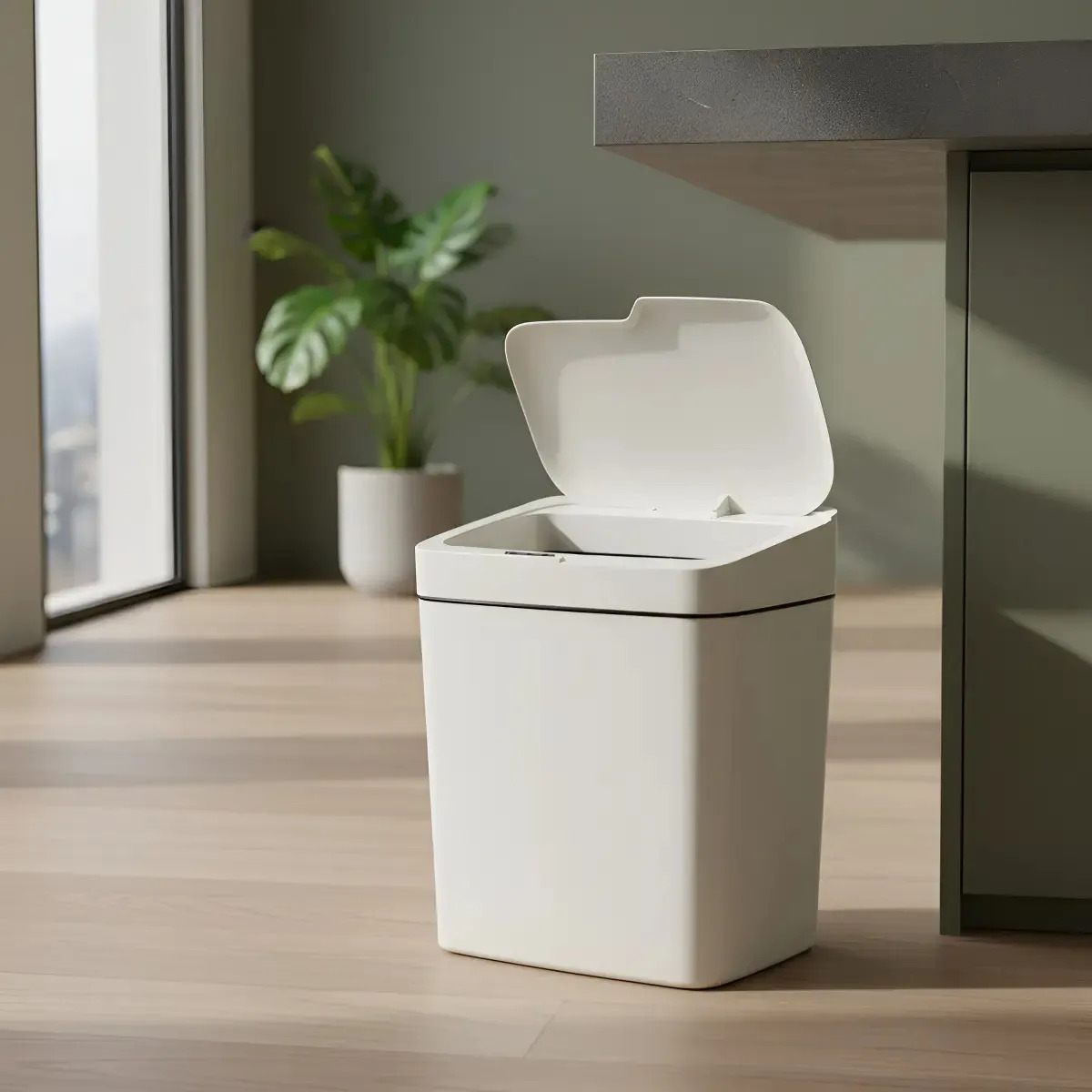 Lixo Lixeira Inteligente Automática Lixeira Com Sensor - 13l Branco