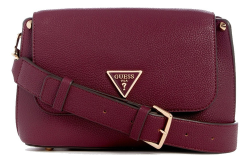 Cartera Bolso Guess Bg877819 Amethyst Diseño Liso De Sintético  Bordó Con Correa De Hombro Bordó Asas Color Bordó Y Herrajes Oro