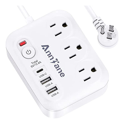 Regleta Con Puertos Usb, 3 Salidas 3 Puertos Usb (5v/3.4a) C