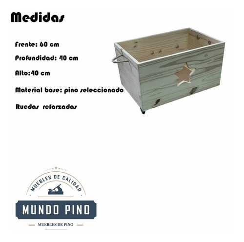Imagen 2 de 6 de Cajon Baul Juguetero Estrella Con Ruedas Mundopino