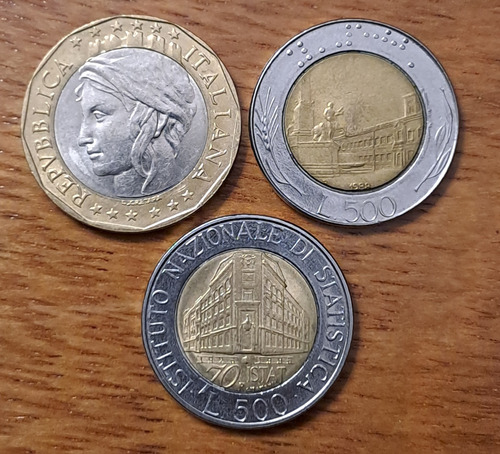 Italia X 3 Monedas Bimetalicas Incluye 500 Liras 1996 Conmem