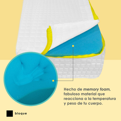 Almohada Bloque King Size Extra Grande 15 Cm Color Amarillo
