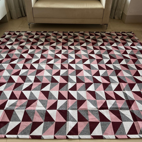 Tapete Jacquard Geométrico 2,0 M X 2,50 M Antiderrapante Comprimento 2.5 M Cor Vermelho Largura 2 M