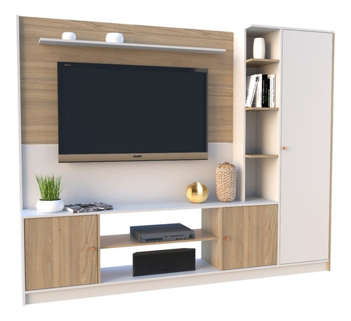 Rack Modular Centro + Panel Led Tv Con Soporte Melamina + Envió Sin Cargo Capital Federal