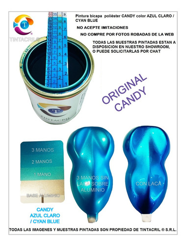 Imagen 2 de 9 de Pintura Candy Bicapa X 1 Lt. Azul Claro