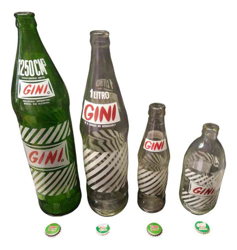 Antiguas Botellas Gini,con Sus Tapas (Usado)