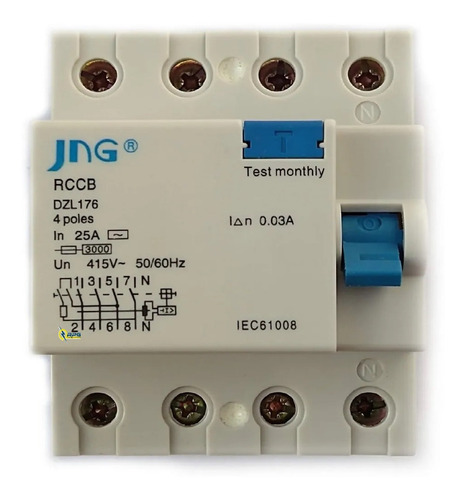 Imagem 2 de 2 de Disjuntor Dr Diferencial Jng 40a 4p Jng Dzl176