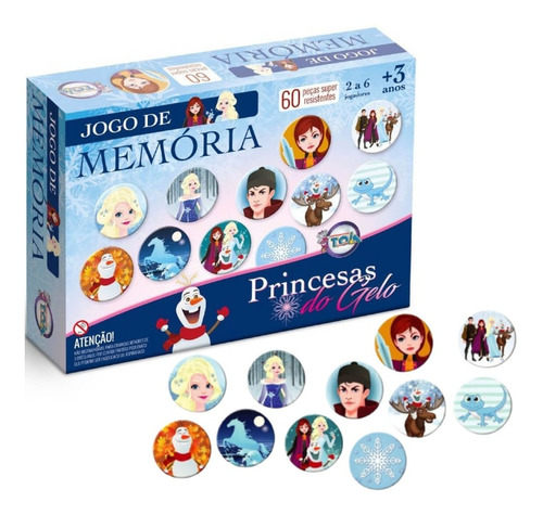 Jogo Da Memoria Princesas Do Gelo Frozen 60pçs Diversão