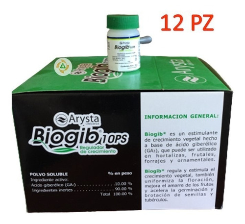 12 Pz Ácido Giberelico Regulador Crecimiento  Biogib 10gr 